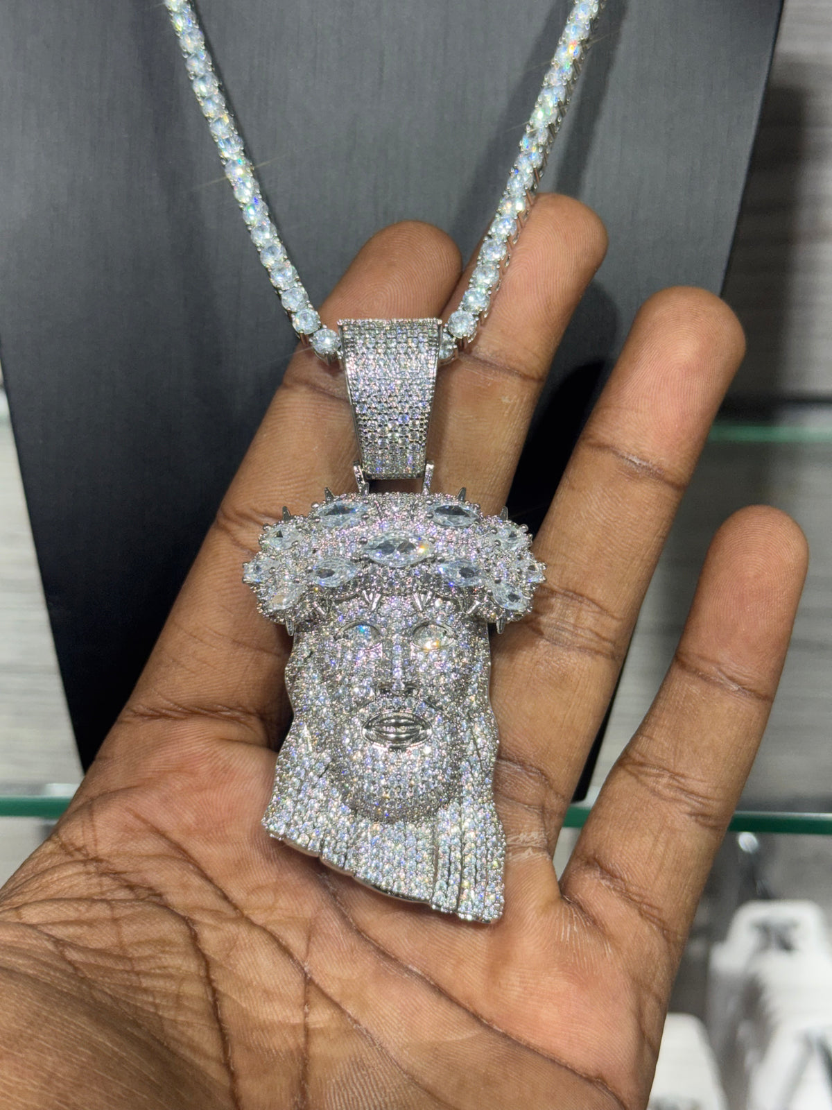 Silver Jesus Head Pendant