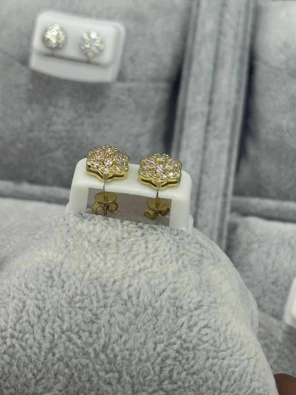 Gold Moissanite Earrings Floral Design