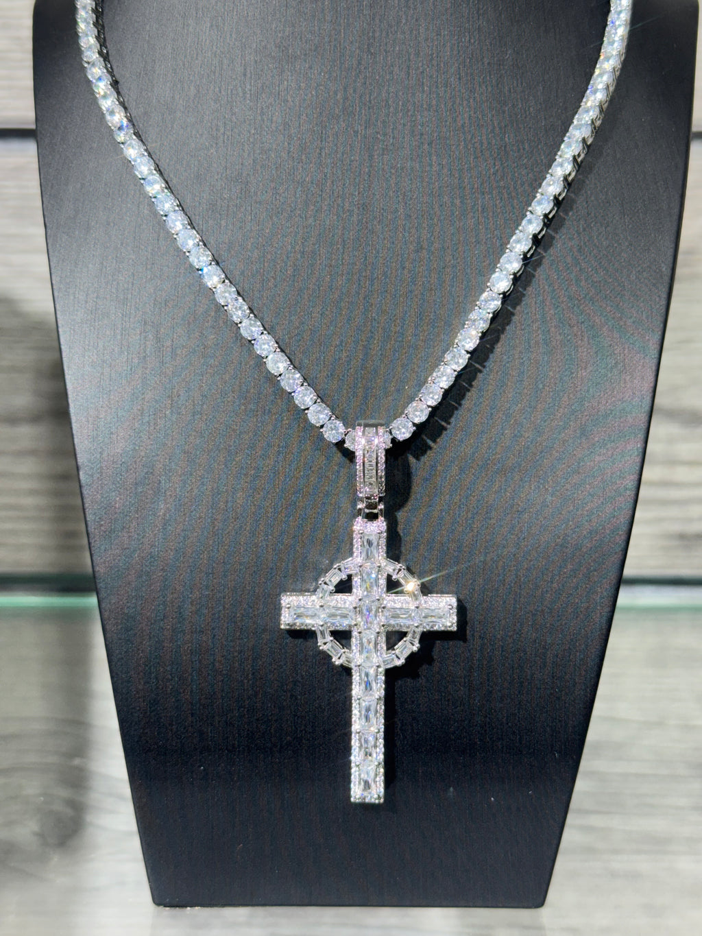Baguette Cross Iced Out