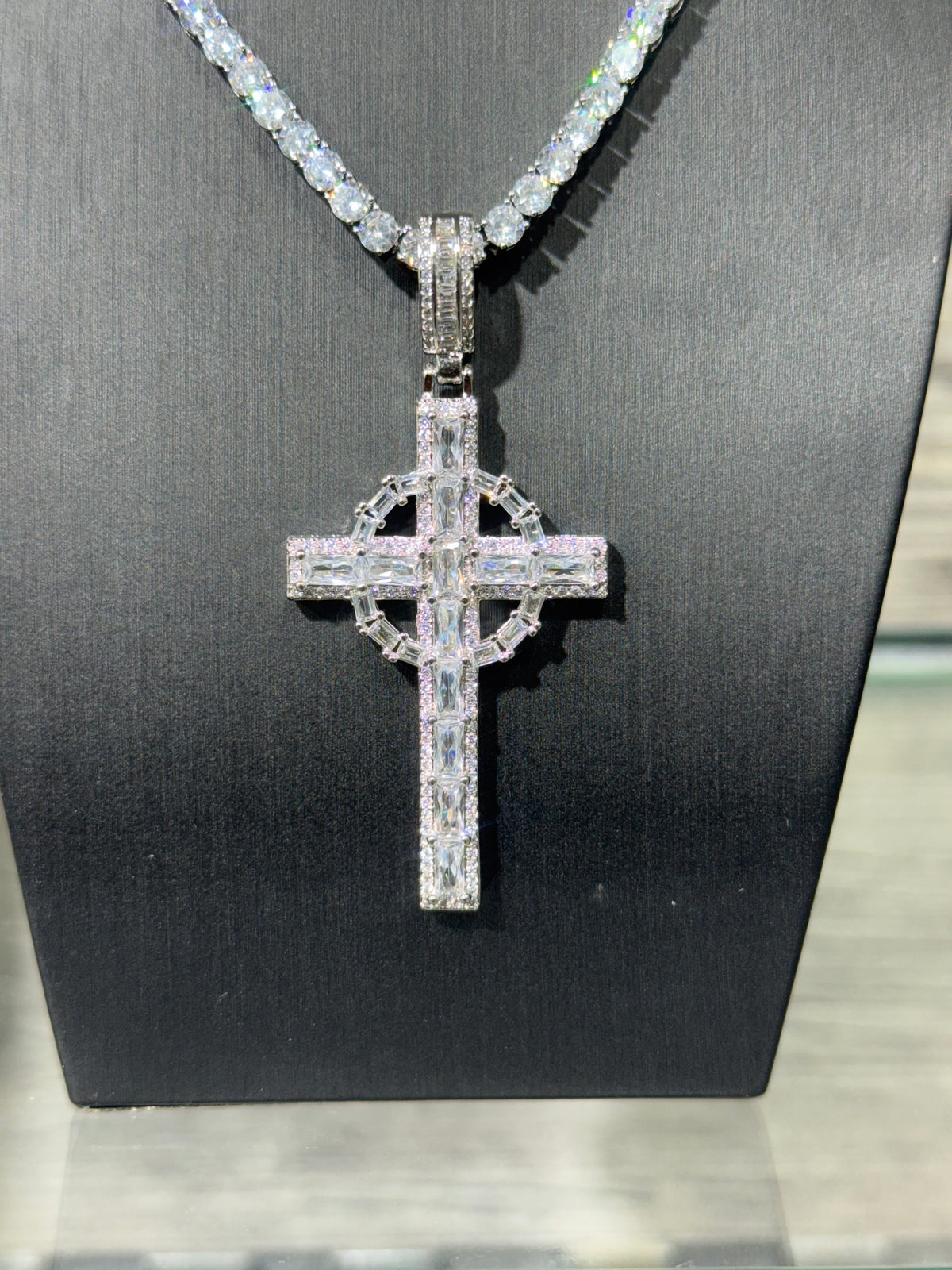 Baguette Cross Iced Out