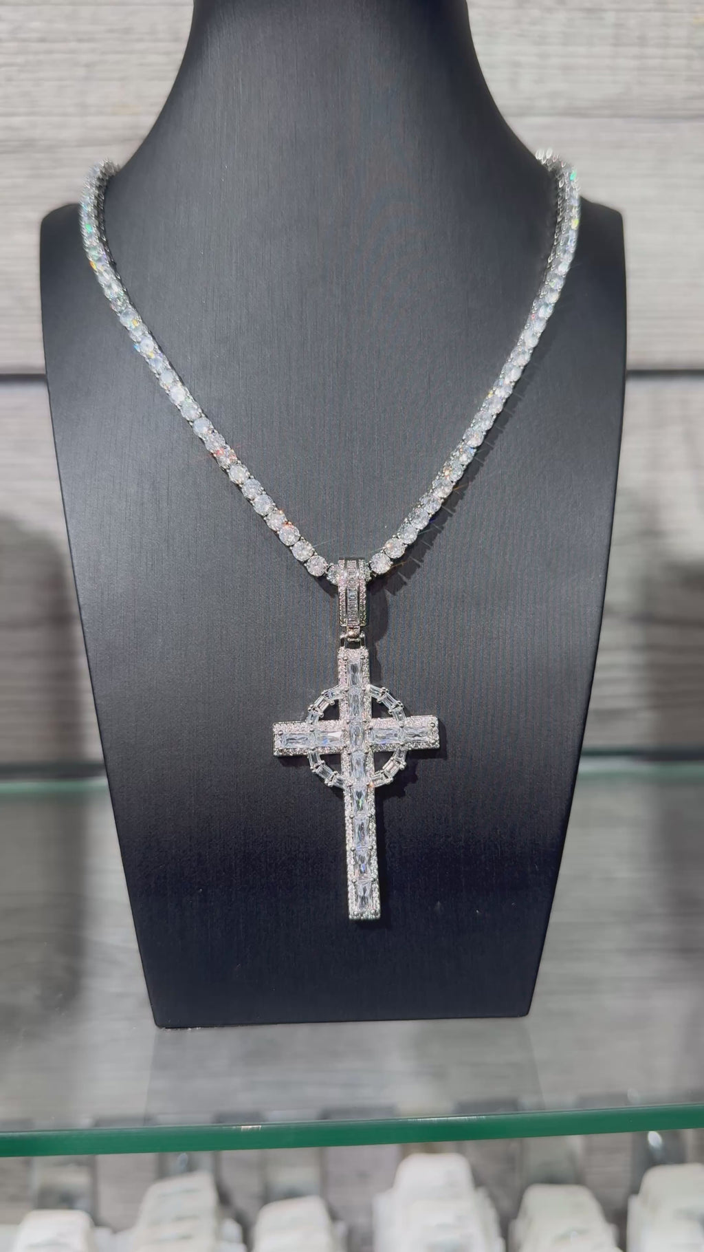 Baguette Cross Iced Out